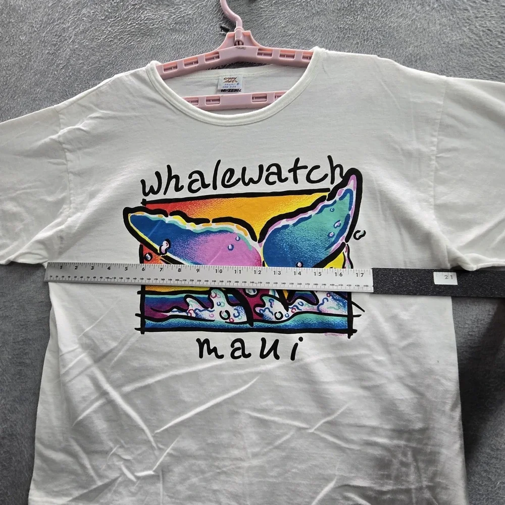 VINTAGE Crazy Shirts Women Shirt OS Single Stitch Whale Watch Maui 90s USA